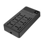 Powerology 2500W Power Strip with 6 AC Sockets & Built-in Retractable Cables, 5 USB Ports, USB-C & Lightning Outputs, Built-in Safeguards, Fire-Proof