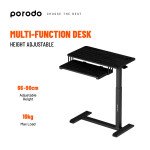 Porodo Tablet Holder & Multi-Function Desk, Height Adjustable, Cup & Tablet Holder, 10Kg Max Load - Black