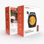 Porodo 4AC Extension Cable Reel with UK Plug (10m Wire) Support (EU | US | UK | AU) Easy To Carry | Universal Sockets | Easy Cable Winding | Carrying