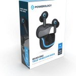 Powerology Quad Mic ENC TWS Earphone, Auto Connect, Long Battery Life 500 mAh, touch RGB lights, Smart Touch Control, Mono and Sterio, Fast-wireless..