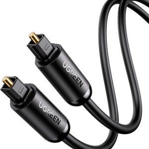 UGREEN Toslink Audio Optical Cable 2M Male to Male Optical Audio Adapter Cable Compatible with PS4,VD/CD player,Blu-ray players,Game Console (Black)