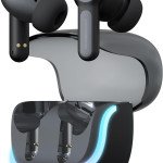 Powerology Quad Mic ENC TWS Earphone, Auto Connect, Long Battery Life 500 mAh, touch RGB lights, Smart Touch Control, Mono and Sterio, Fast-wireless..