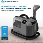 Powerology Powerful Spot & Stain Cleaner Hot Water & Steam Function 1200W Rated Power Versatile and Efficient Cleaning 11k Pa Powerful Suction Dual-Ta