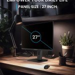 Powerology 27" 4K Office Monitor with RGB light - AMD Free Sync - HDR Enhanced Visual Contrast - 60Hz - 4K Ultra HD - Black