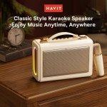 Havit SK823BT Wireless Portable Karaoke Speaker, Rechargeable Bluetooth Speaker with RGB Lights, Waterproof Outdoor Speaker with Wireless Microphone,