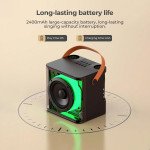 Havit Mini Karaoke Machine with 2 Wireless Microphones, Speaker with Dynamic Lights, One-Touch Voice Change, Rechargeable Battery, Portable, Perfect f