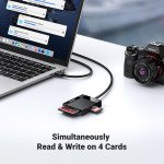 UGREEN SD Card Reader USB 3.0 Card Hub Adapter 5Gbps Read 4 Cards Simultaneously CF, CFI, TF, SDXC, SDHC, SD, MMC, Micro SDXC, Micro SD, Micro SDHC, M