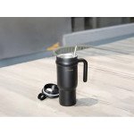 LePresso Coffee Mug with Stainless Straw, 900mL Capacity, Durable Stainless Steel Material, Dual Drink Mode, Lightweight - Black