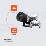 Porodo Gaming 4K Projector with Auto Keystone and Gamepad Controller, Android 11.0 Operating System, Wi-Fi 2.4/5 GHz and BT 5.0 Connectivity, English