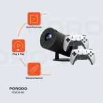 Porodo Gaming 4K Projector with Auto Keystone and Gamepad Controller, Android 11.0 Operating System, Wi-Fi 2.4/5 GHz and BT 5.0 Connectivity, English