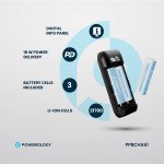 Powerology Diy Cell 10000+5000mAh Powerbank, Built-in Safety Features, Simultaneous Charging, Digital info Panel - Gray