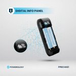 Powerology Diy Cell 10000+5000mAh Powerbank, Built-in Safety Features, Simultaneous Charging, Digital info Panel - Gray