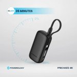 Powerology 5000mAh Power Bank with Removable USB-C Wire, Advanced Charging Technology, 2-Device Charging, Compact & Portable, Built-in Safeguards, 20W