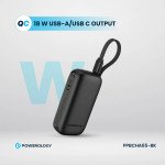 Powerology 5000mAh Power Bank with Removable USB-C Wire, Advanced Charging Technology, 2-Device Charging, Compact & Portable, Built-in Safeguards, 20W