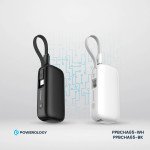 Powerology 5000mAh Power Bank with Removable USB-C Wire, Advanced Charging Technology, 2-Device Charging, Compact & Portable, Built-in Safeguards, 20W
