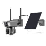 Powerology 360° Dual Lens Outdoor Camera, 4G/WIFI, 10x Continuous Zoom, Solar Power Recharging, Water Proof, Dust Proof, 2.4m Solar Panel Wire - Black