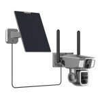 Powerology 360° Dual Lens Outdoor Camera, 4G/WIFI, 10x Continuous Zoom, Solar Power Recharging, Water Proof, Dust Proof, 2.4m Solar Panel Wire - Black
