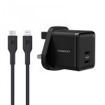 Powerology Super-Compact Gan Charger With (1.2m/4ft) USB-C To Lightning Cable