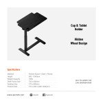 Porodo Tablet Holder & Multi-Function Desk, Height Adjustable, Cup & Tablet Holder, 10Kg Max Load - Black