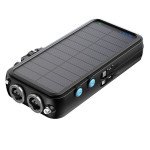 Powerology Solar Wireless Power Bank 16000 mAh, FM Radio, Speaker, Light, Watch Charger, LED Digital Clock, V5.3 Bluetooth, Emergency Light, 20W PD,..