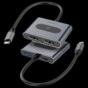 Powerology 4-In-1 USB-C Multi-Function Hub - Gray