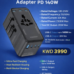 Powerology Spetrova GaN Multi-Port Universal Adapter PD 140W